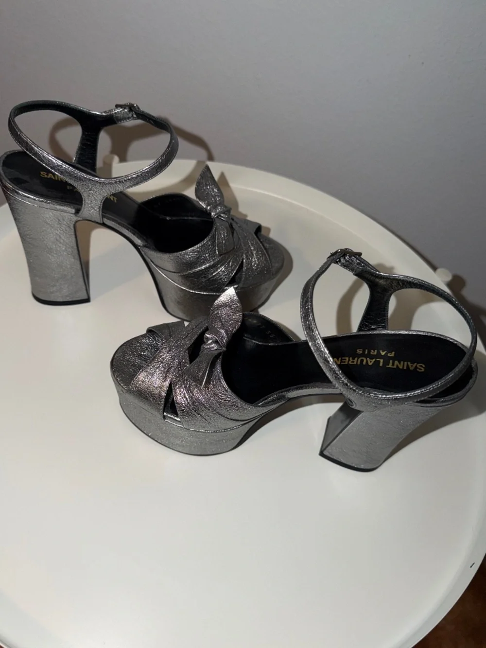 Saint Laurent Silver Candy Platform Sandals